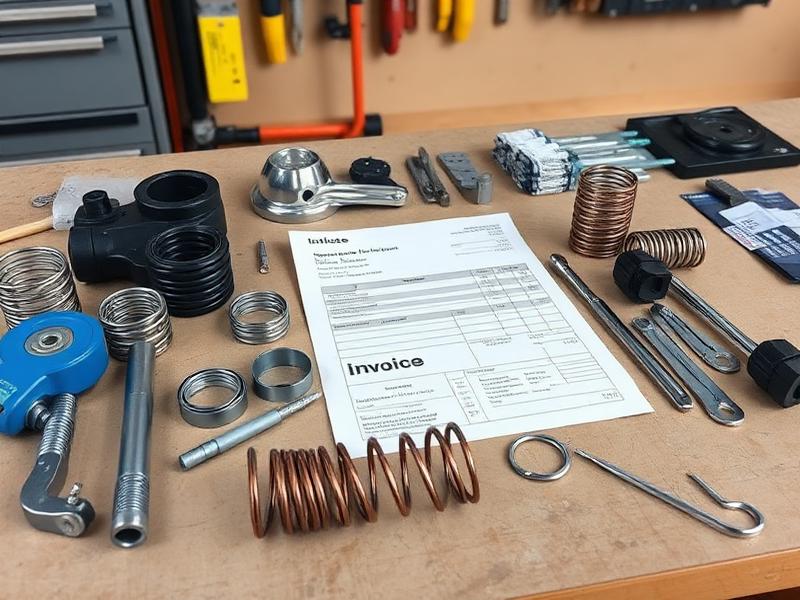 Garage door parts including springs and cables with repair invoice