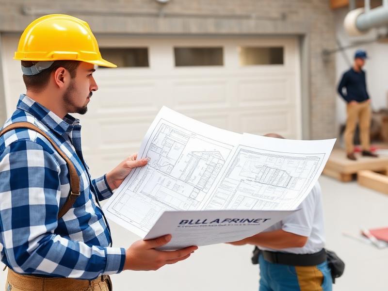 Contractor reviewing building permits for garage door installation in CT